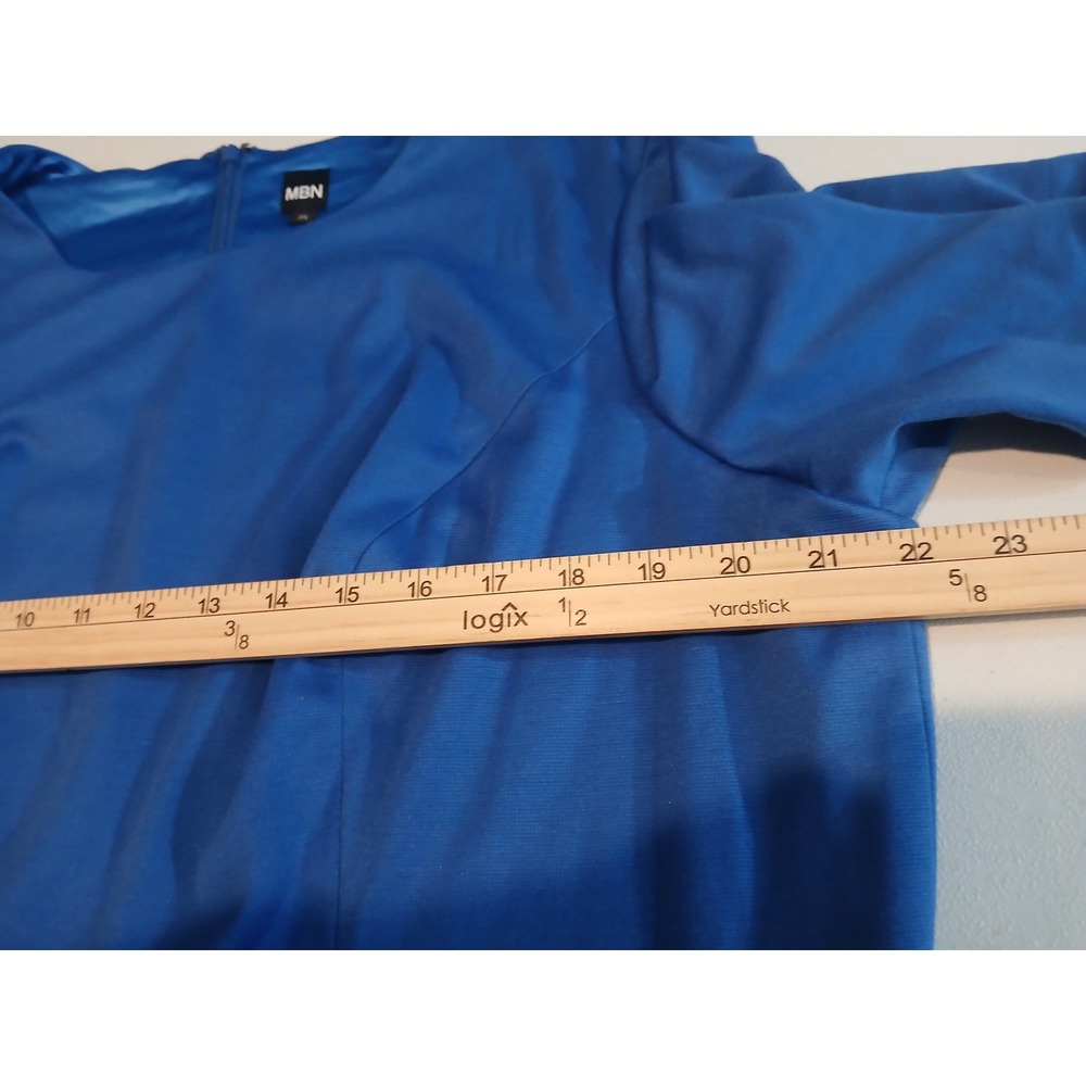MBN 3x Blue Fit and Flare Dress Short Sleeve Pleated Skirt Plus Modest - Picture 8 of 12